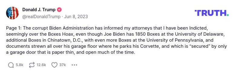 Post image from Donald Trump