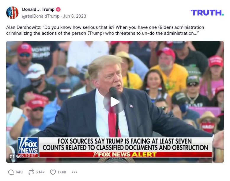 Post image from Donald Trump