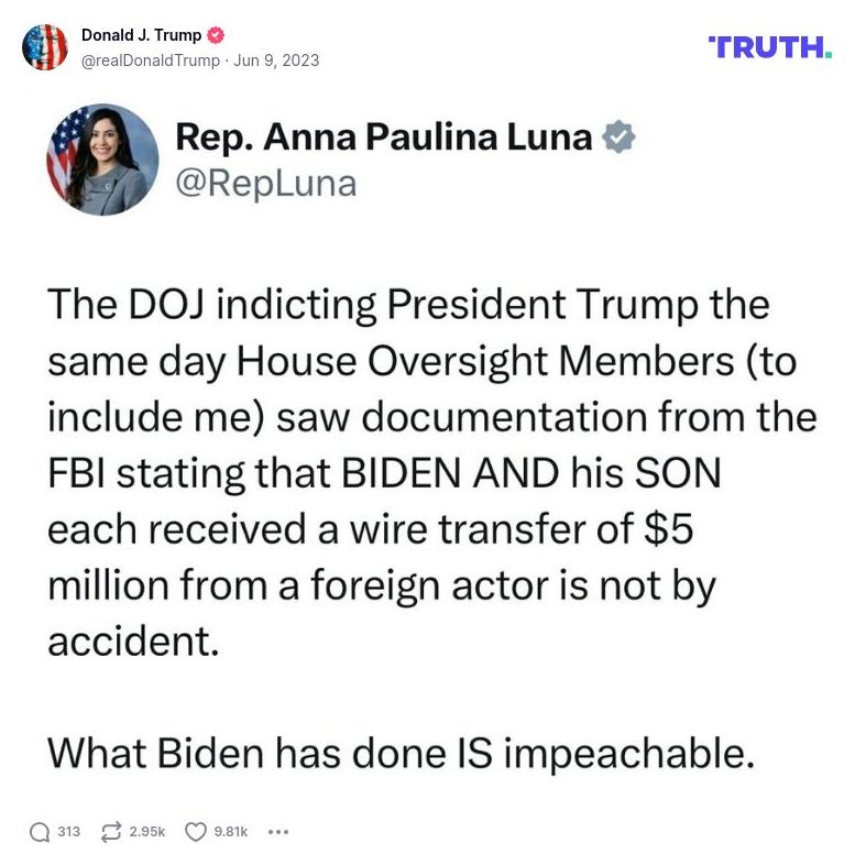 Post image from Donald Trump