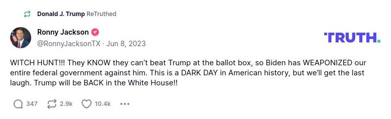 Post image from Donald Trump