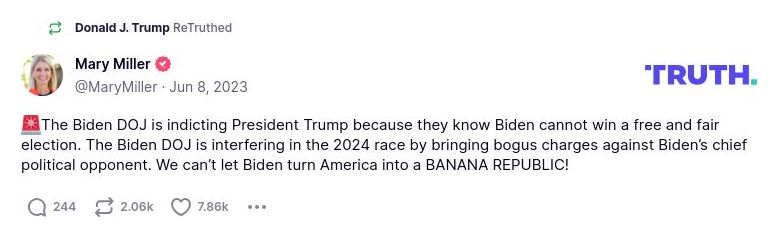 Post image from Donald Trump