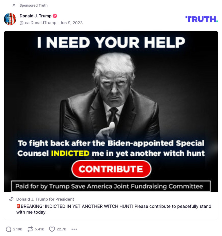 Post image from Donald Trump