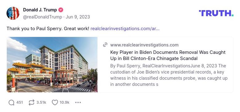 Post image from Donald Trump