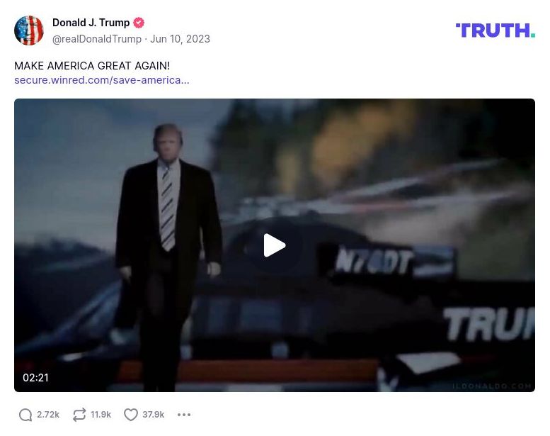 Post image from Donald Trump