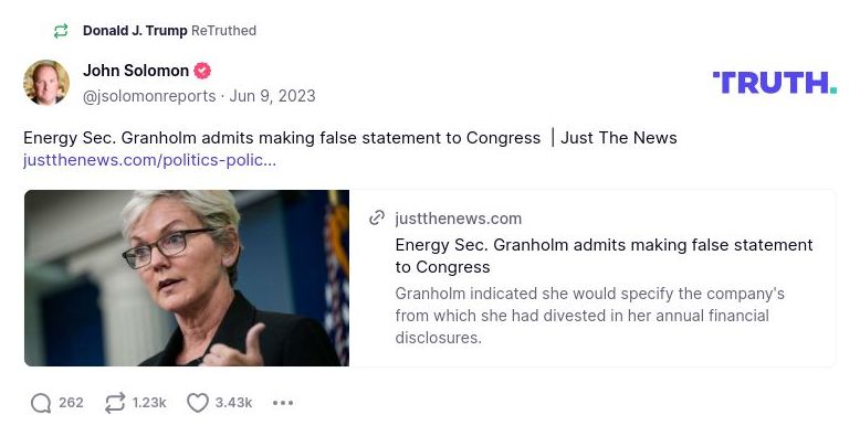 Post image from Donald Trump