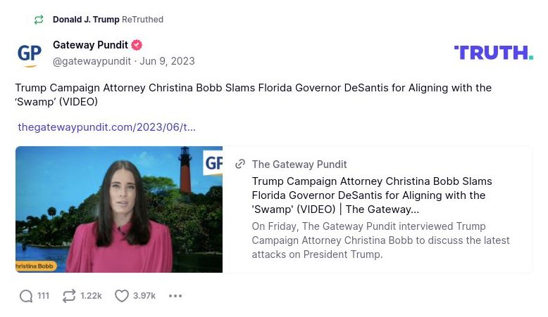 Post image from Donald Trump