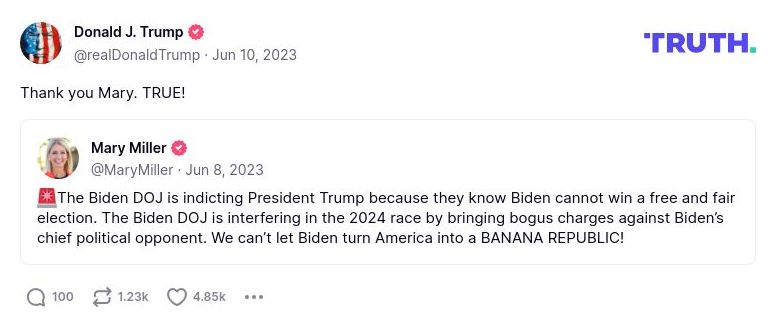 Post image from Donald Trump