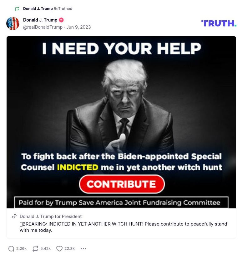 Post image from Donald Trump