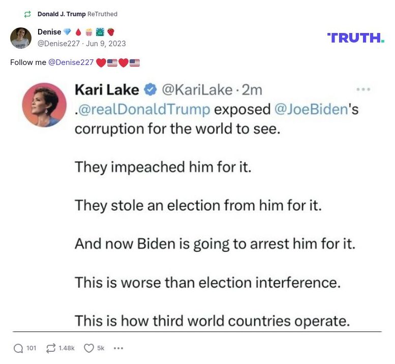 Post image from Donald Trump