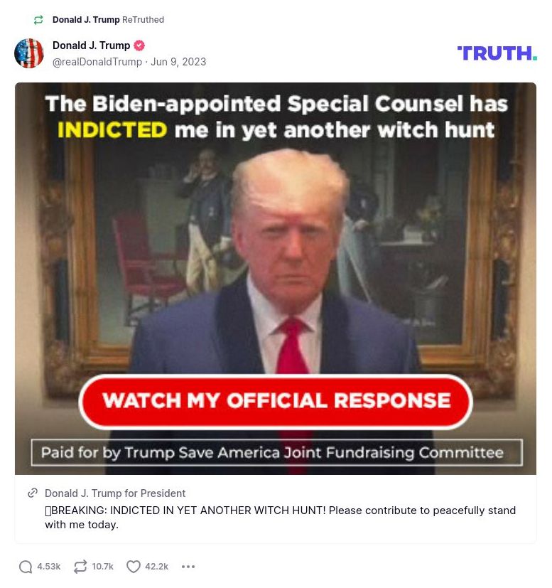 Post image from Donald Trump