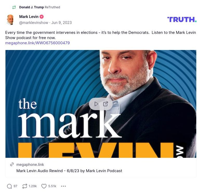 Post image from Donald Trump