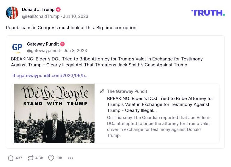 Post image from Donald Trump