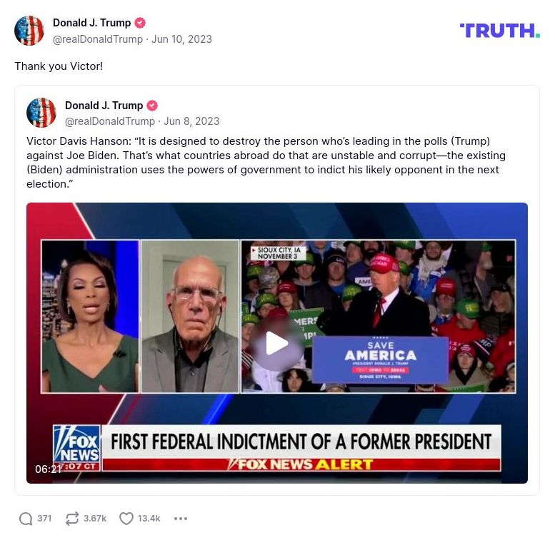 Post image from Donald Trump