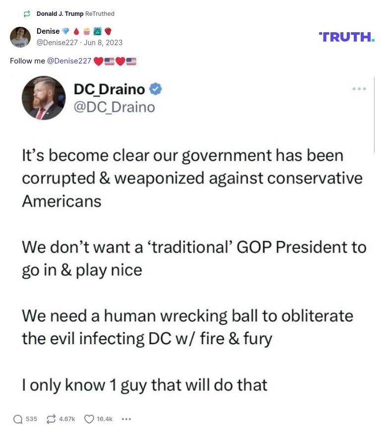 Post image from Donald Trump