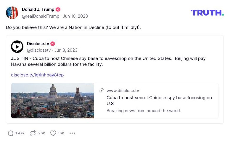 Post image from Donald Trump