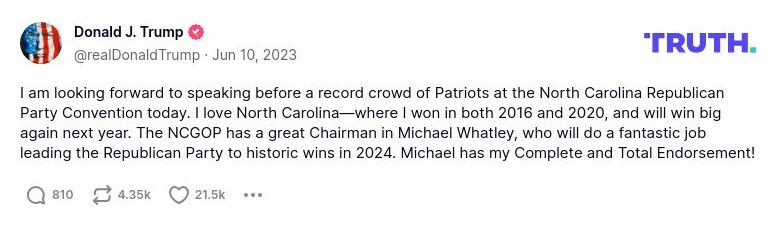 Post image from Donald Trump