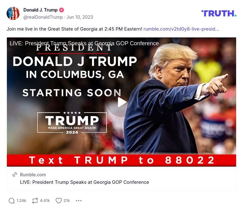 Post image from Donald Trump