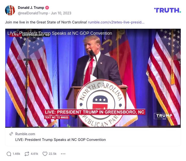 Post image from Donald Trump