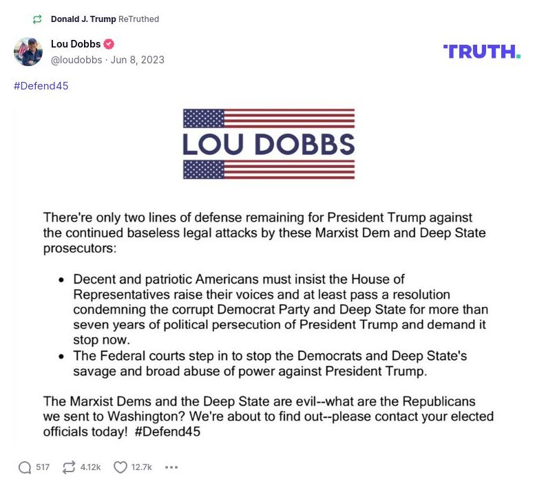 Post image from Donald Trump