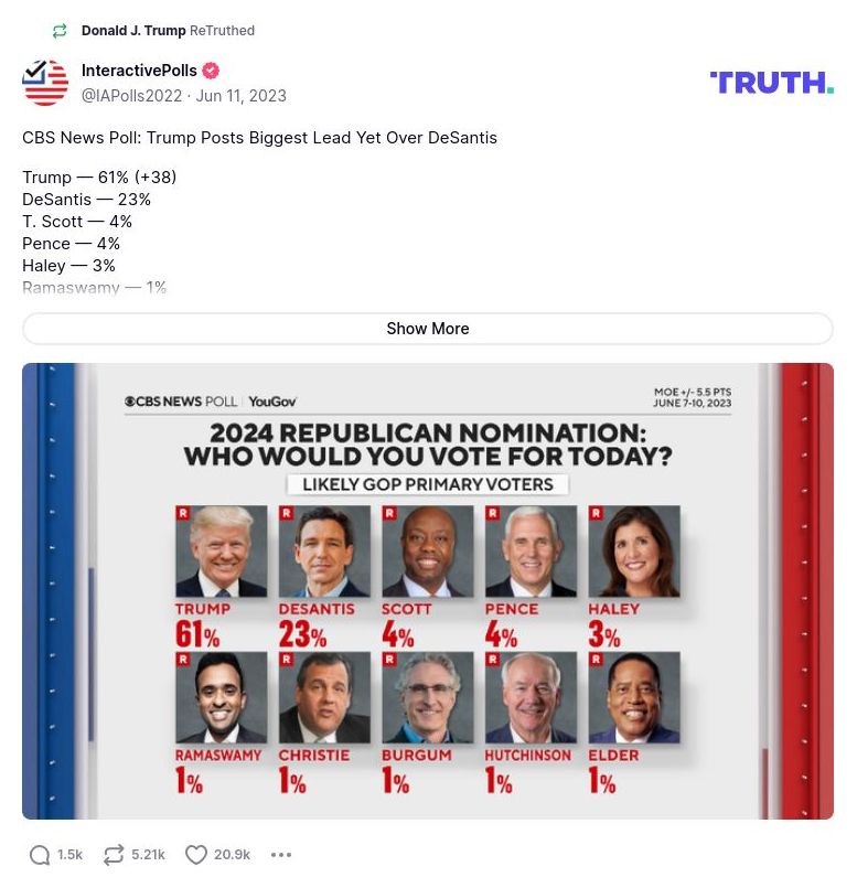 Post image from Donald Trump