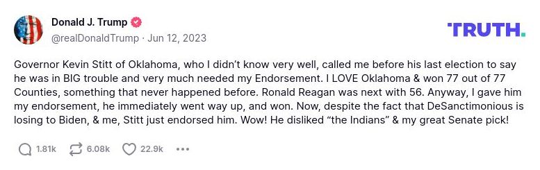 Post image from Donald Trump