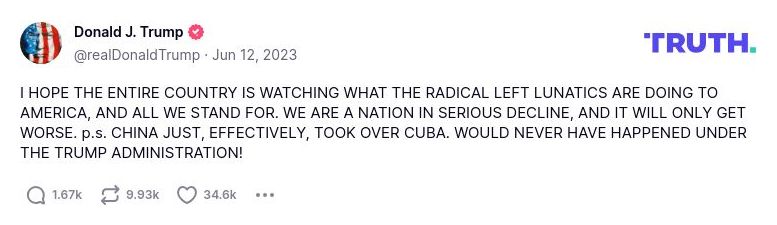 Post preview from Donald Trump