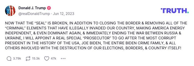 Post preview from Donald Trump