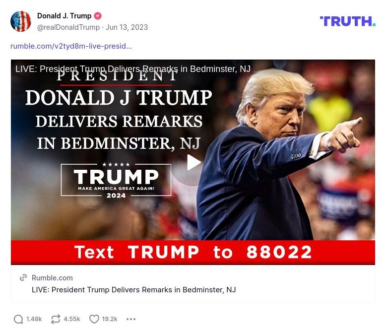 Post image from Donald Trump