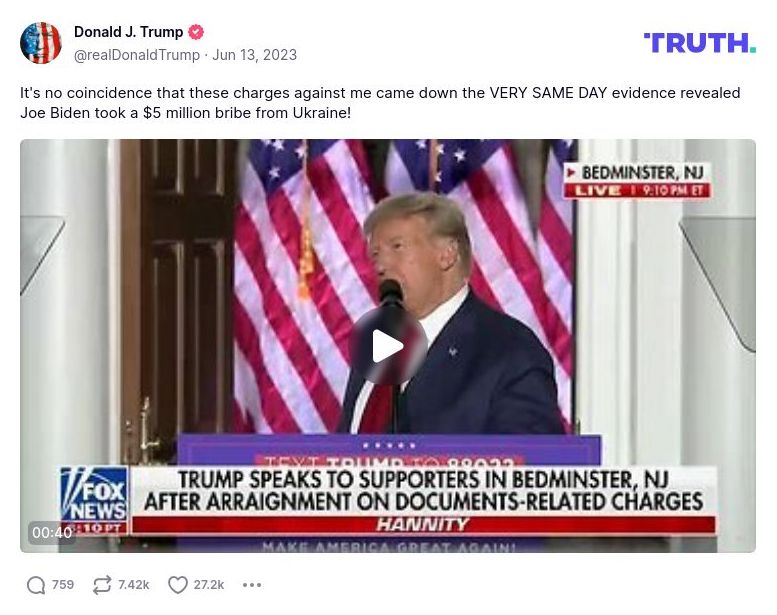 Post preview from Donald Trump