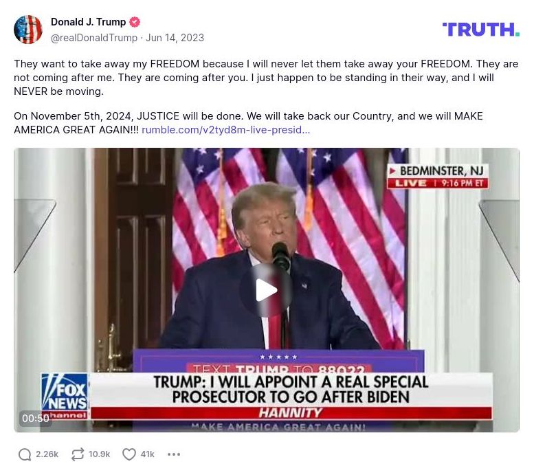 Post image from Donald Trump