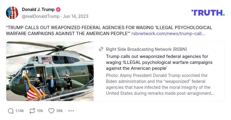 Post image from Donald Trump