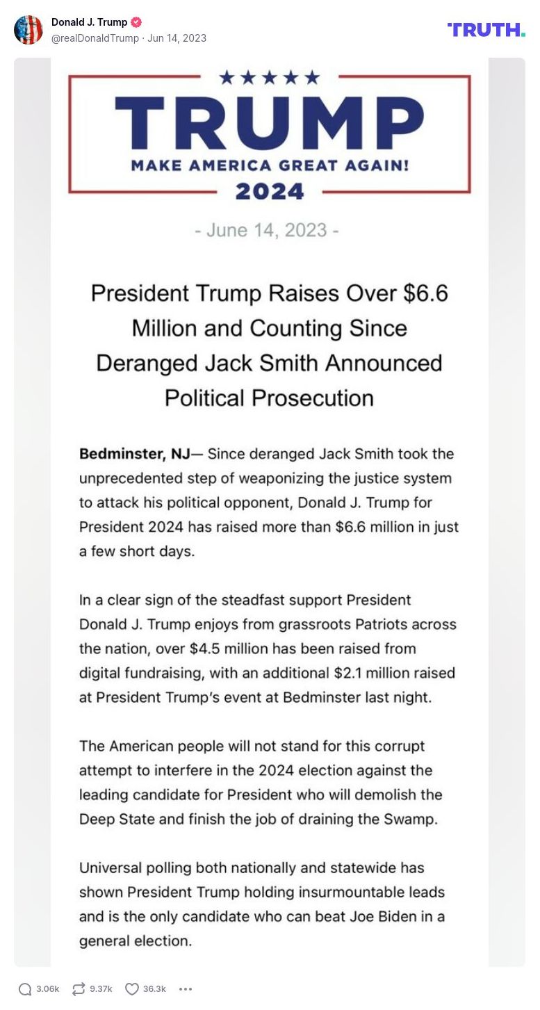 Post image from Donald Trump