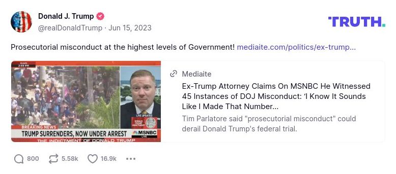 Post image from Donald Trump