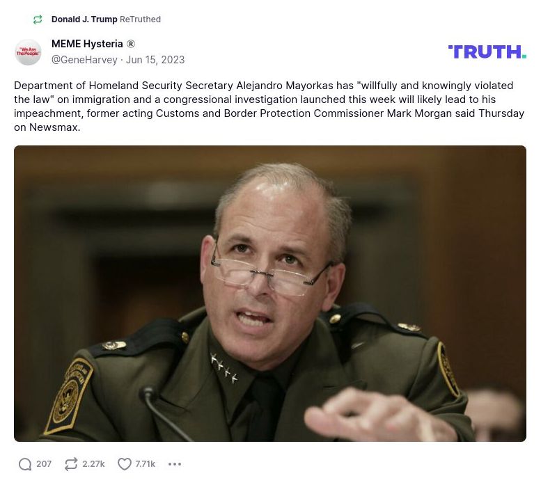 Post preview from Donald Trump