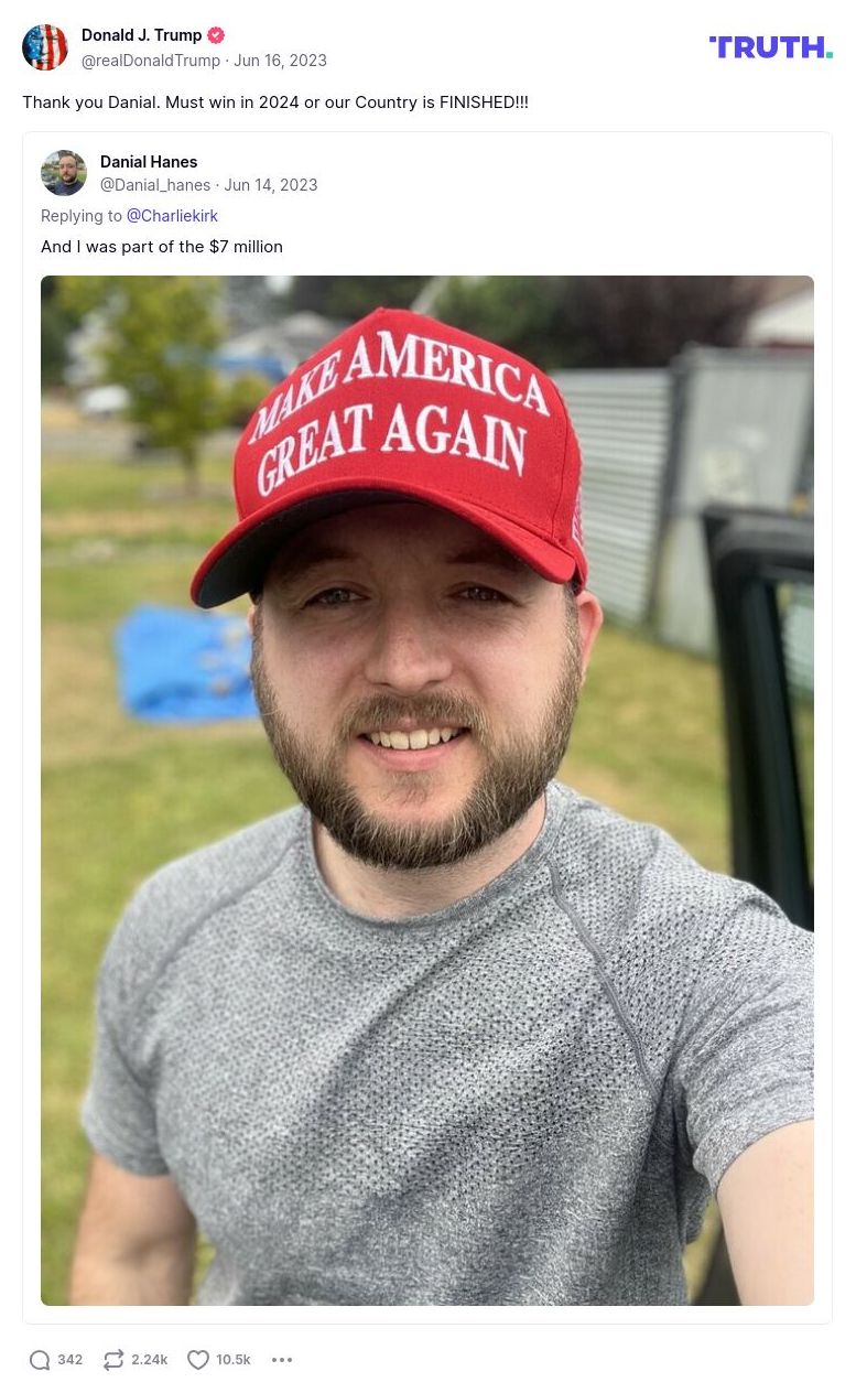 Post image from Donald Trump