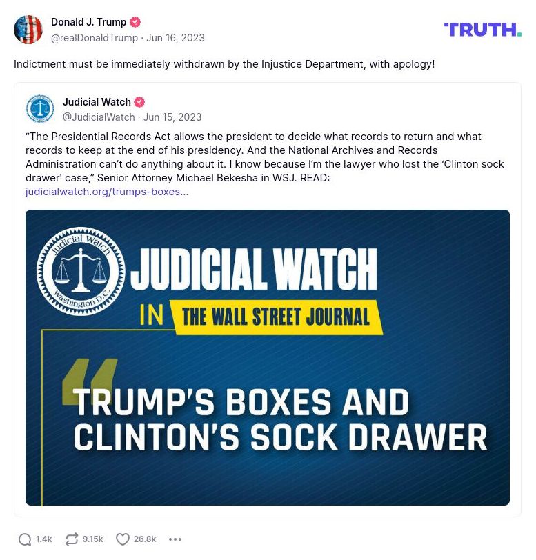 Post image from Donald Trump