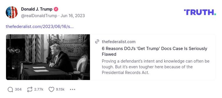 Post image from Donald Trump