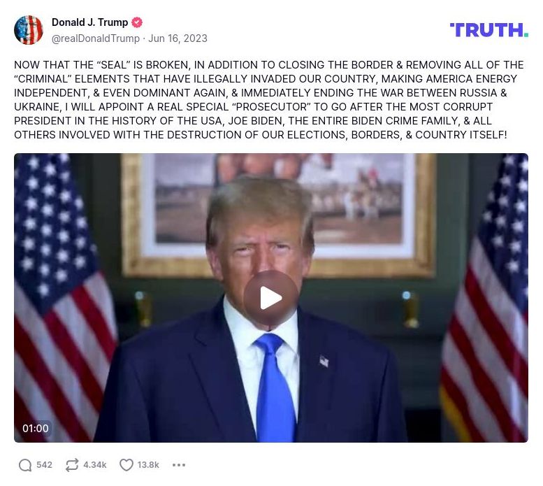 Post preview from Donald Trump