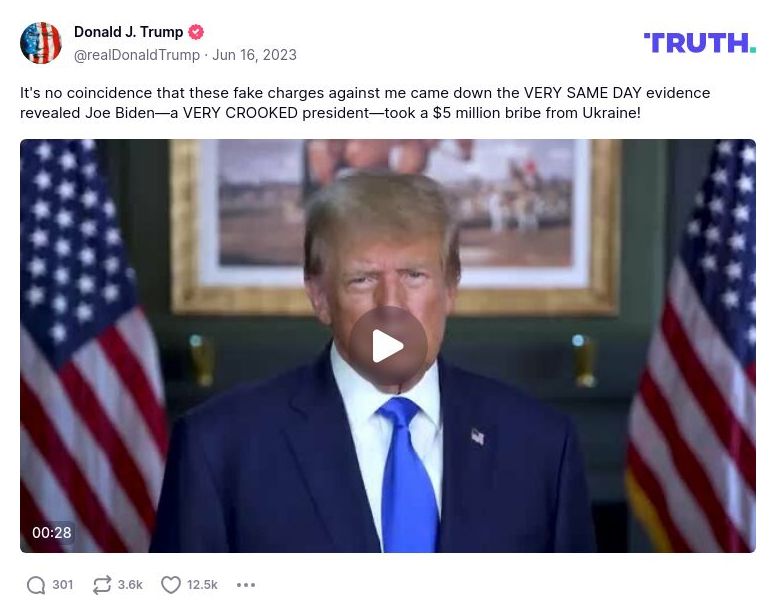 Post preview from Donald Trump