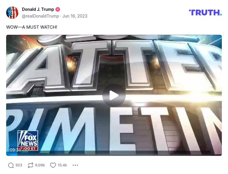 Post image from Donald Trump