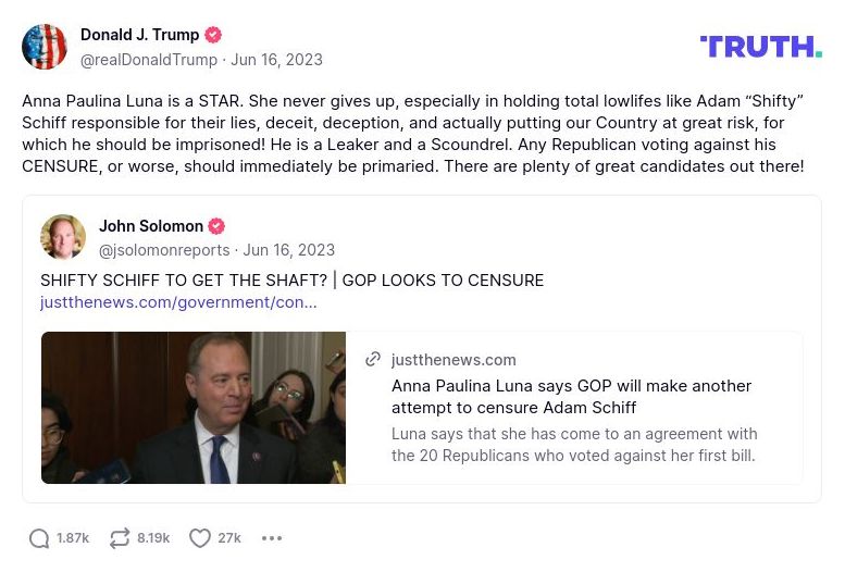 Post image from Donald Trump