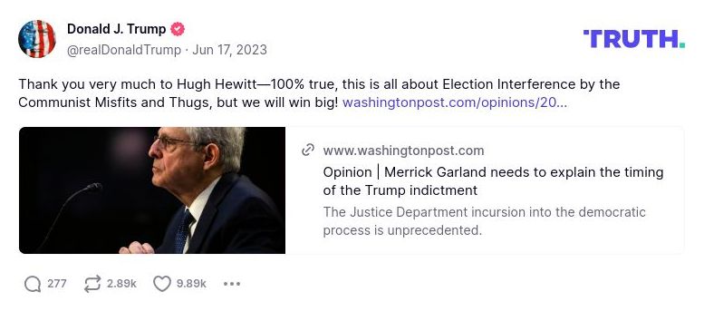 Post image from Donald Trump