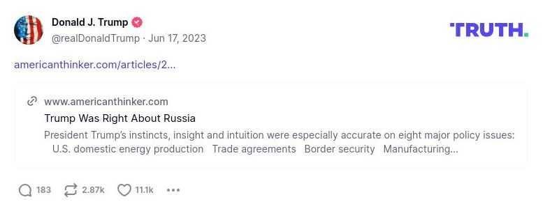 Post image from Donald Trump