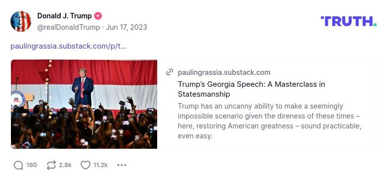 Post image from Donald Trump