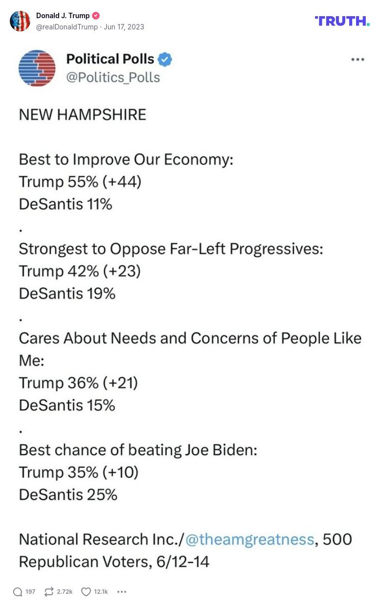 Post image from Donald Trump