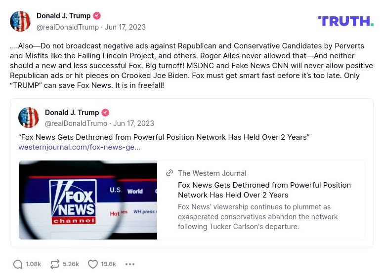 Post preview from Donald Trump