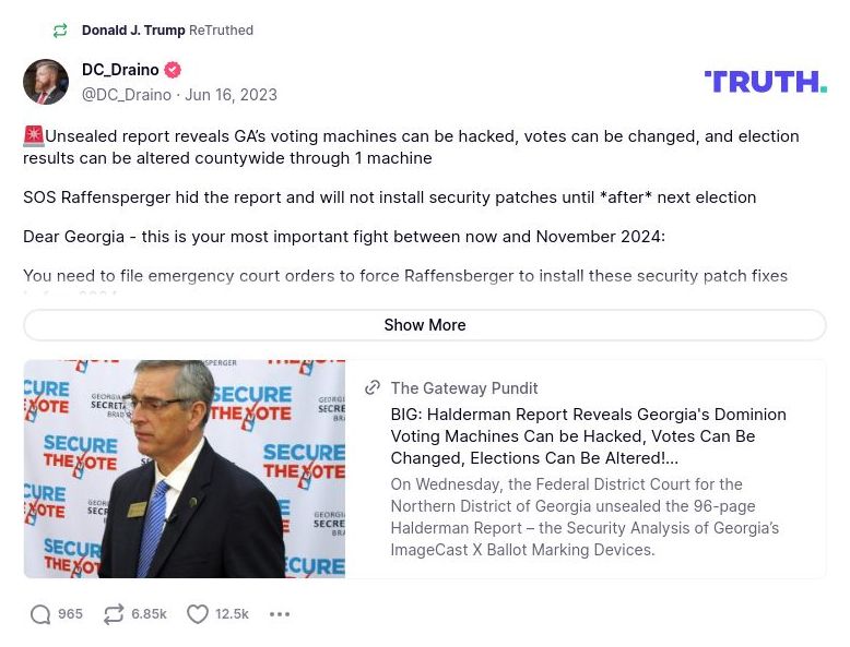 Post image from Donald Trump