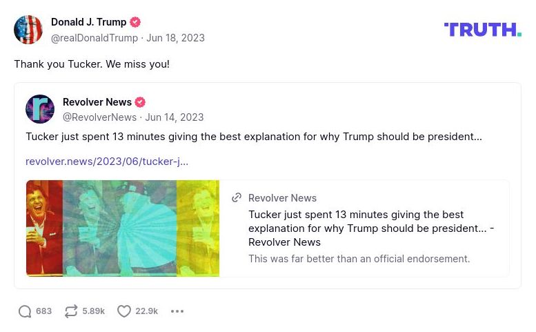 Post image from Donald Trump