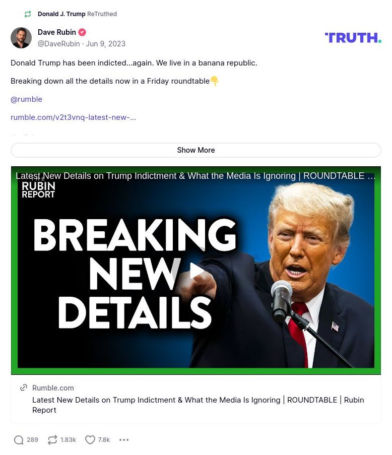 Post image from Donald Trump