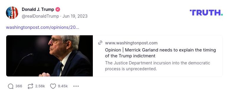 Post image from Donald Trump